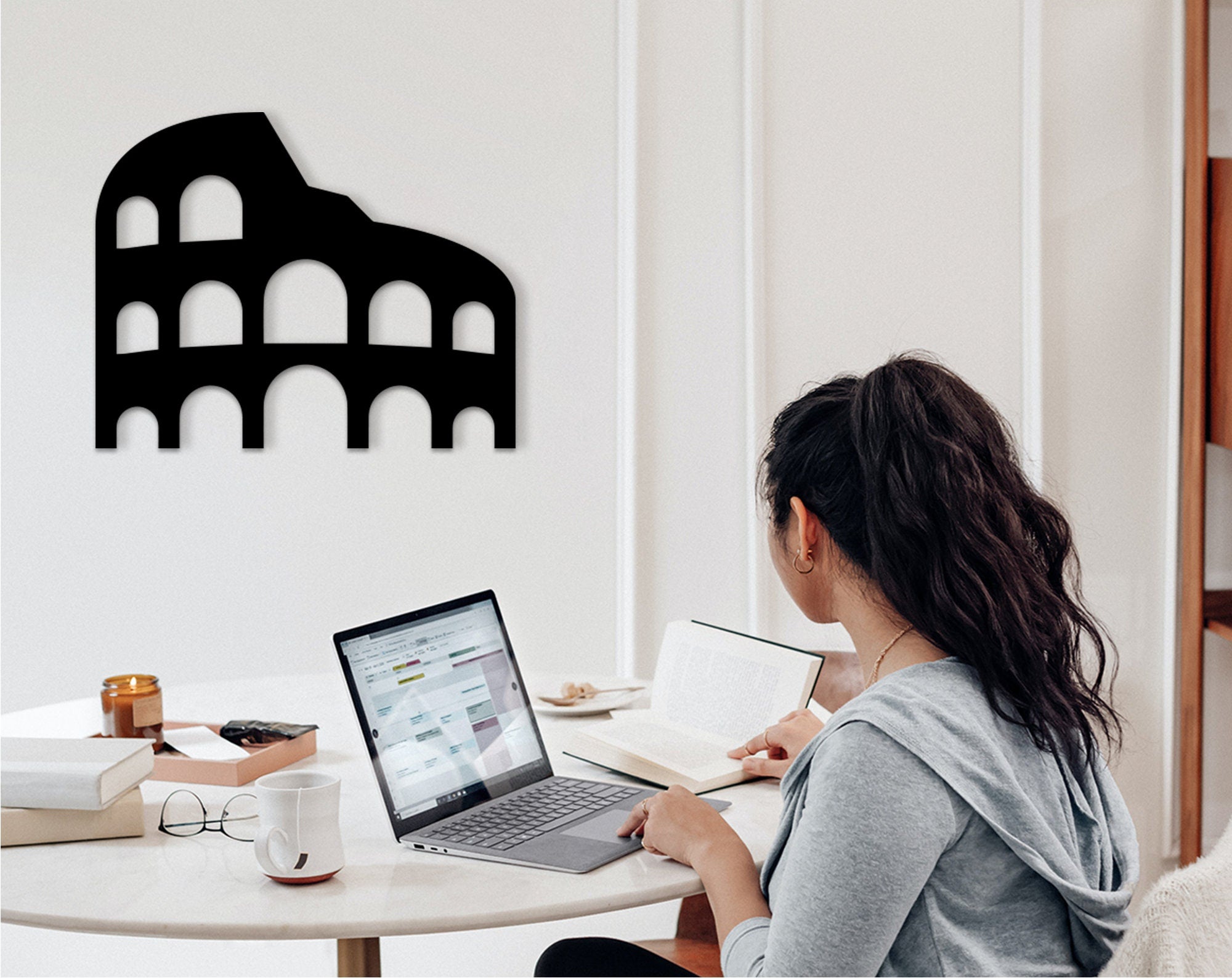 Colosseum Wood Wall Art: 3D Shadow Effect, Roman Decor