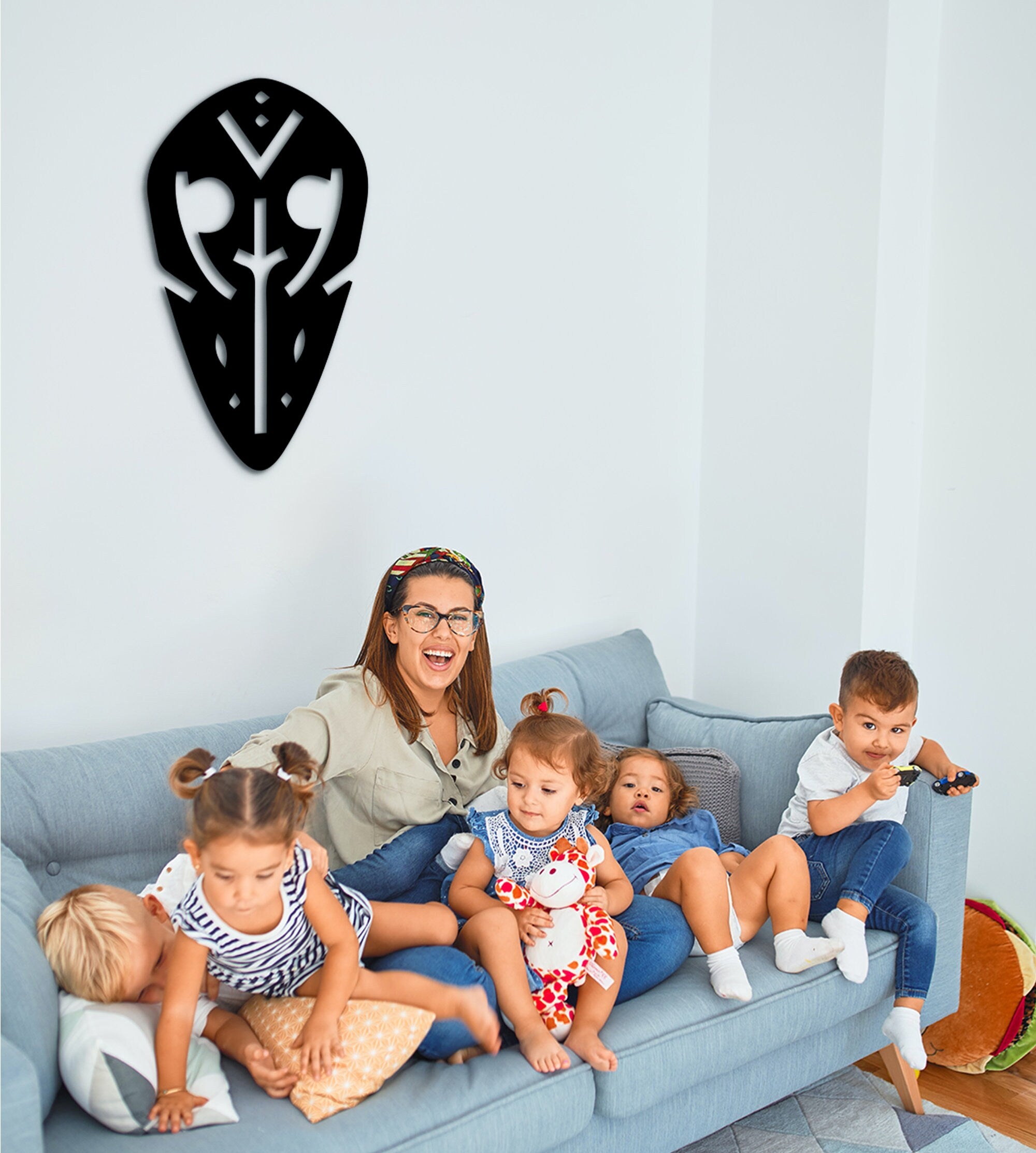 African Mask Wall Decor: Laser Cut Wood Art