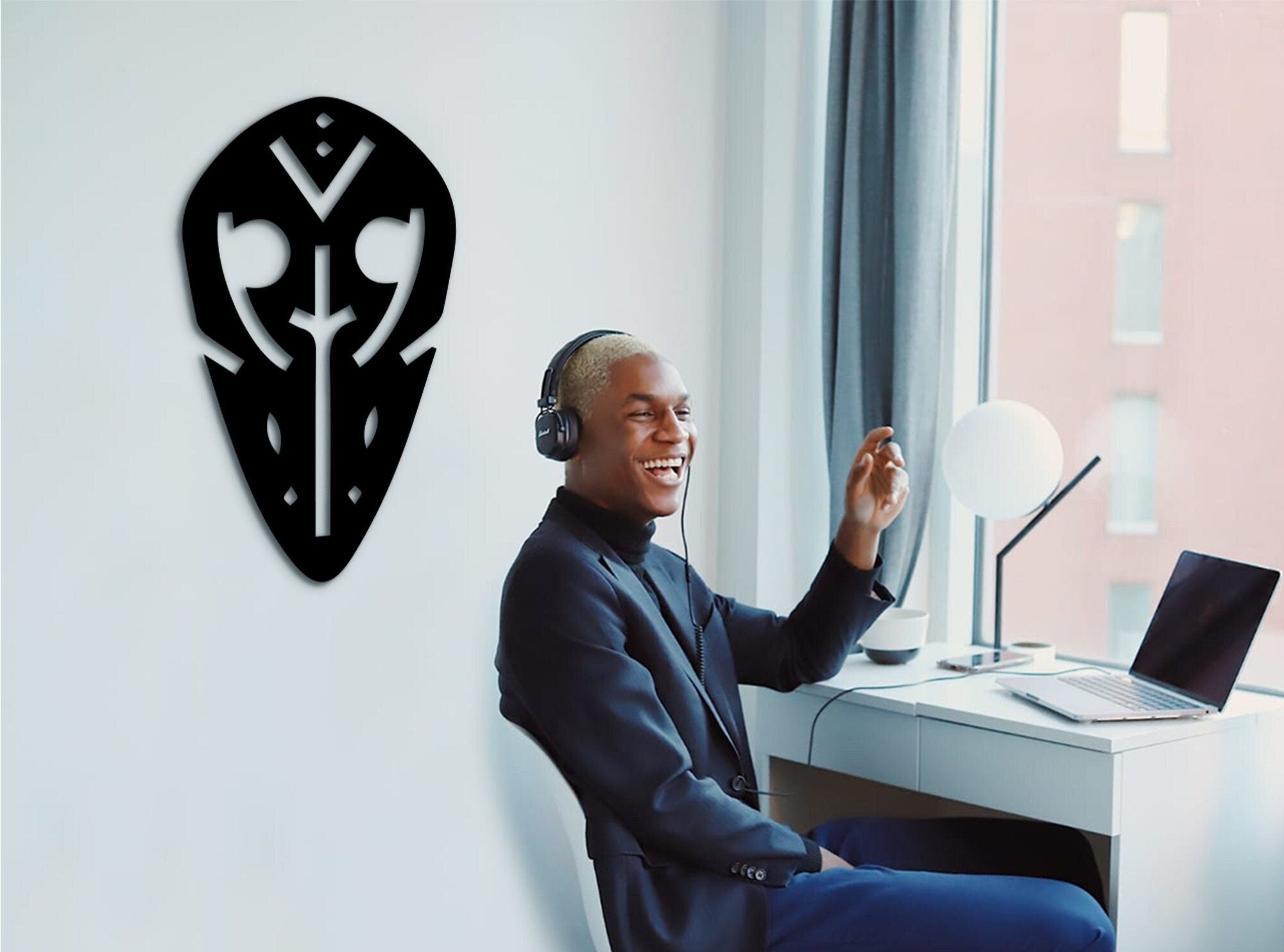 African Mask Wall Decor: Laser Cut Wood Art