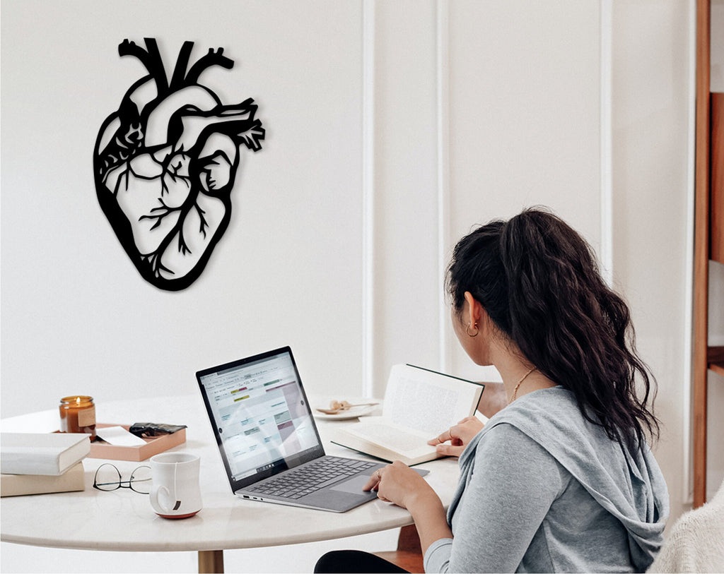 Geometric Human Heart Wall Decor: Laser Cut Wood Art
