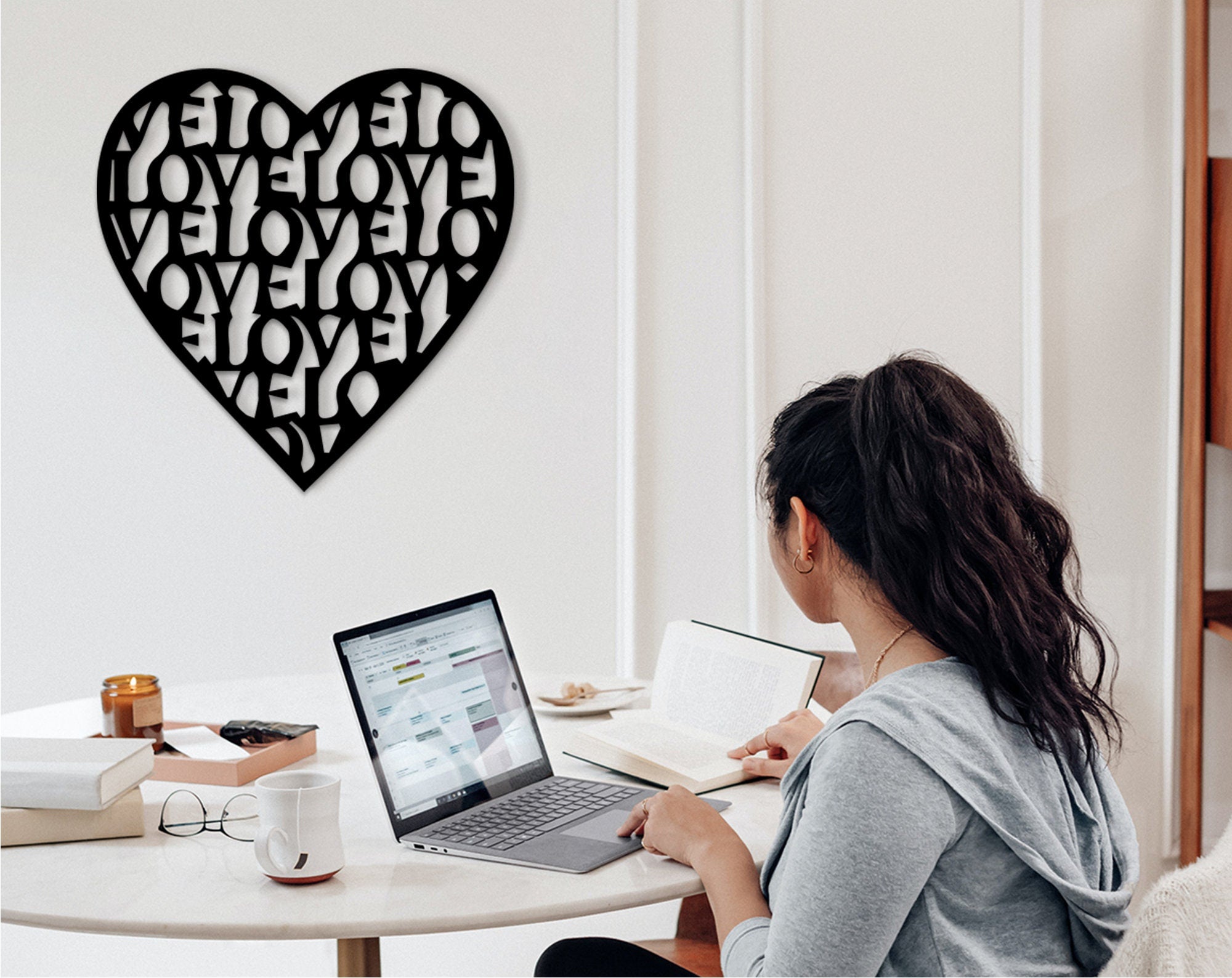 Geometric Heart Wood Wall Art: Love Home Decor
