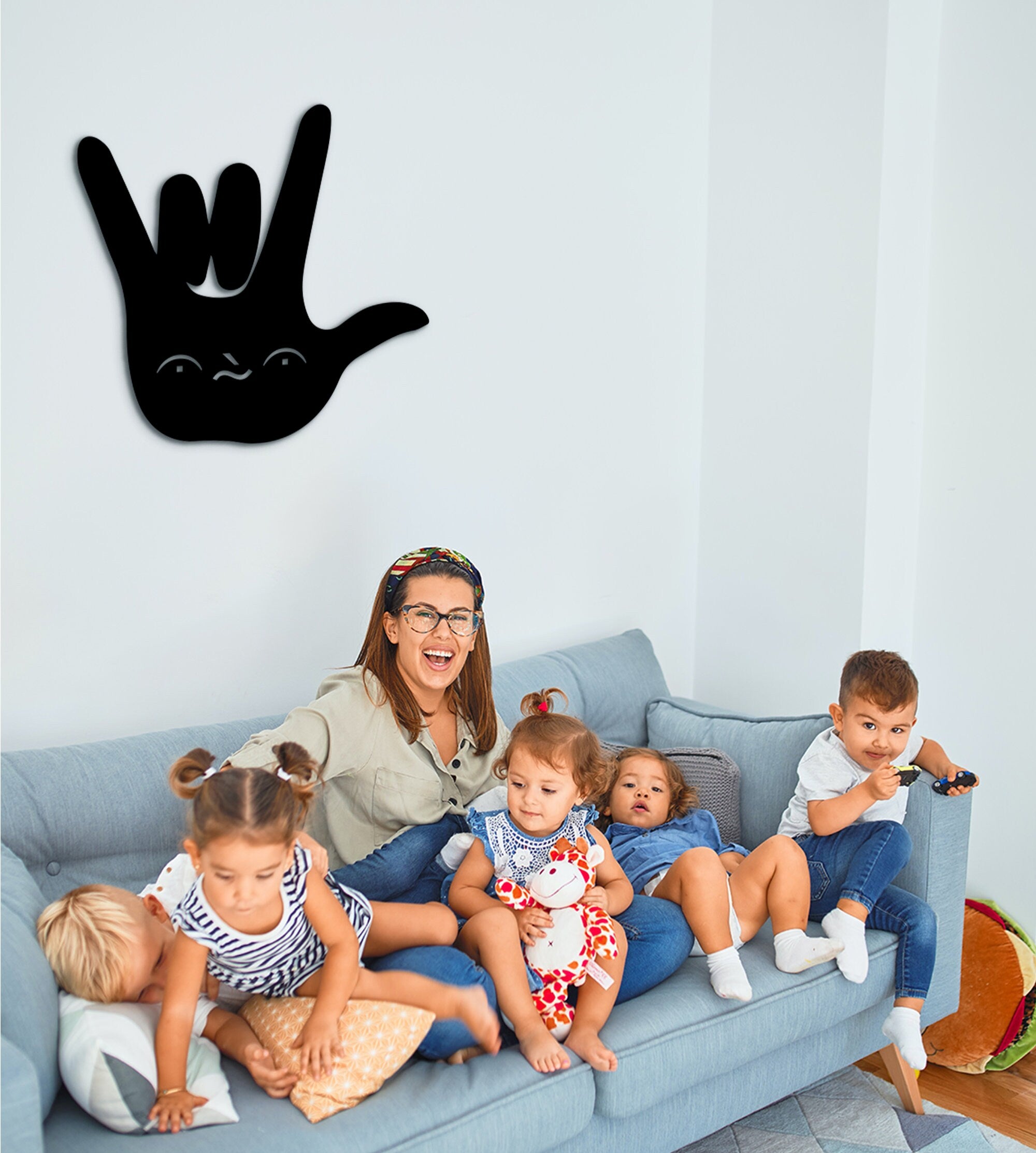 Geometric Wood 'I Love You' Hand Sign, Dad Wall Art