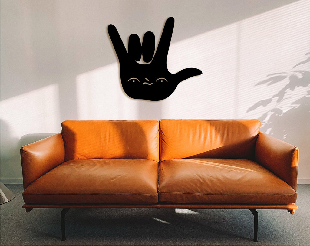 Geometric Wood 'I Love You' Hand Sign, Dad Wall Art