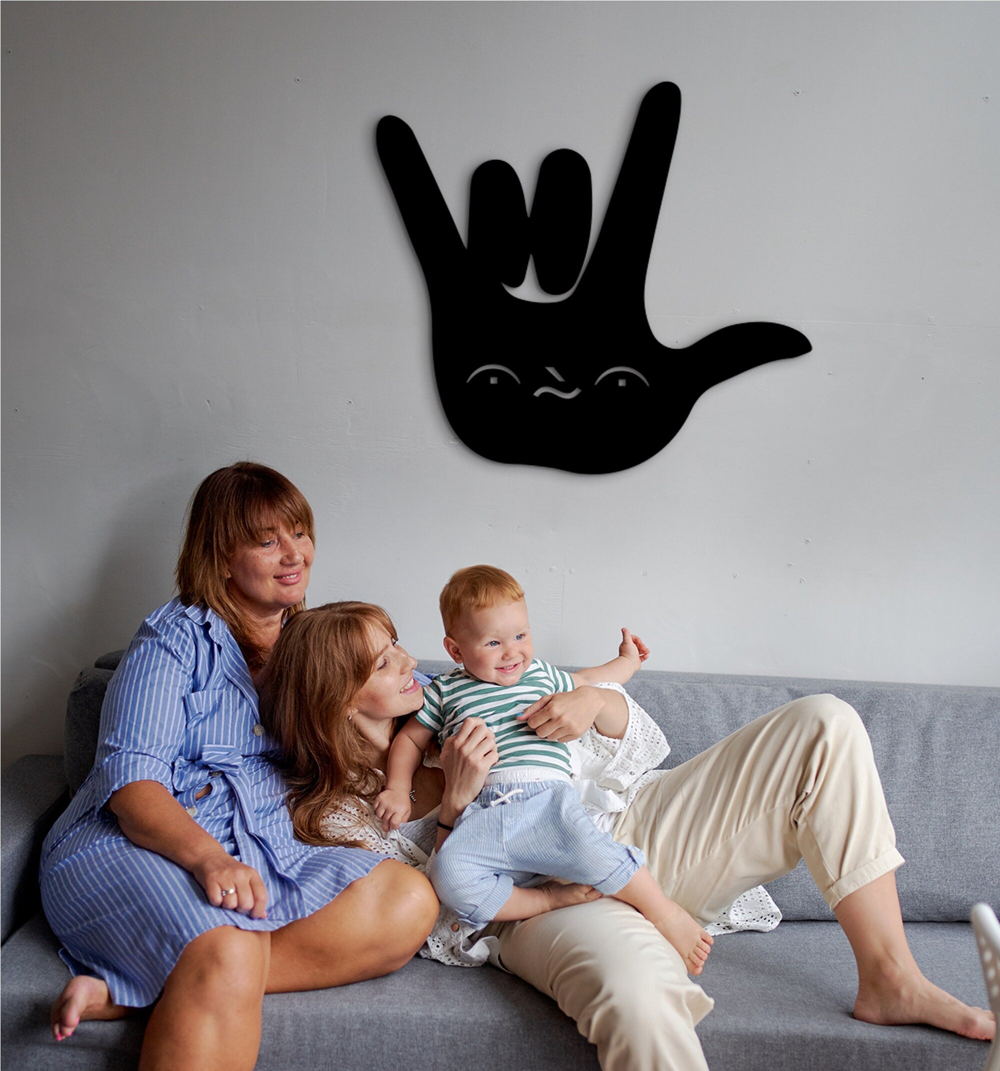 Geometric Wood 'I Love You' Hand Sign, Dad Wall Art