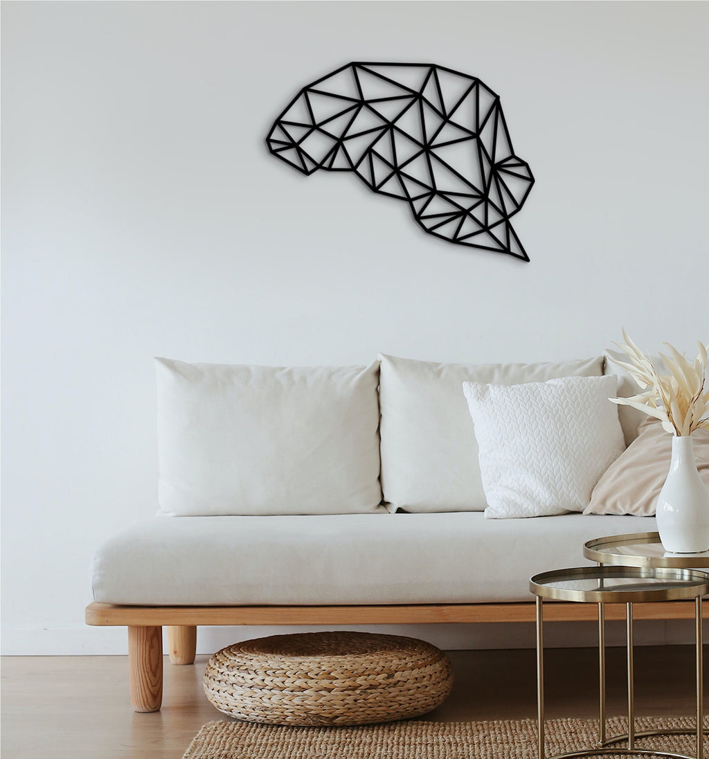 Geometric Brain Hemispheres Wood Wall Art: Neurology Decor