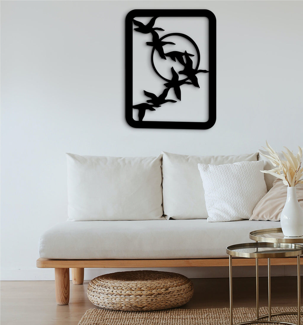 Geometric Geese Wood Wall Art: Modern Home Decor