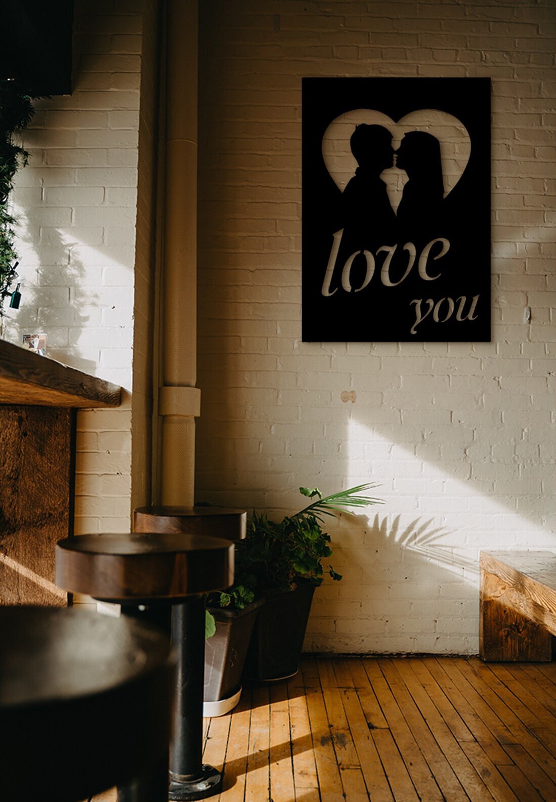 Love You Wood Sign: 3D Shadow Effect, Valentines Gift