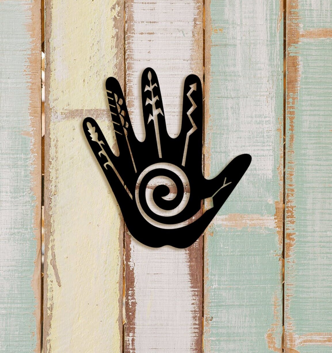 Hopi Hand Wood Wall Decor: Native American Art Hanging Sign
