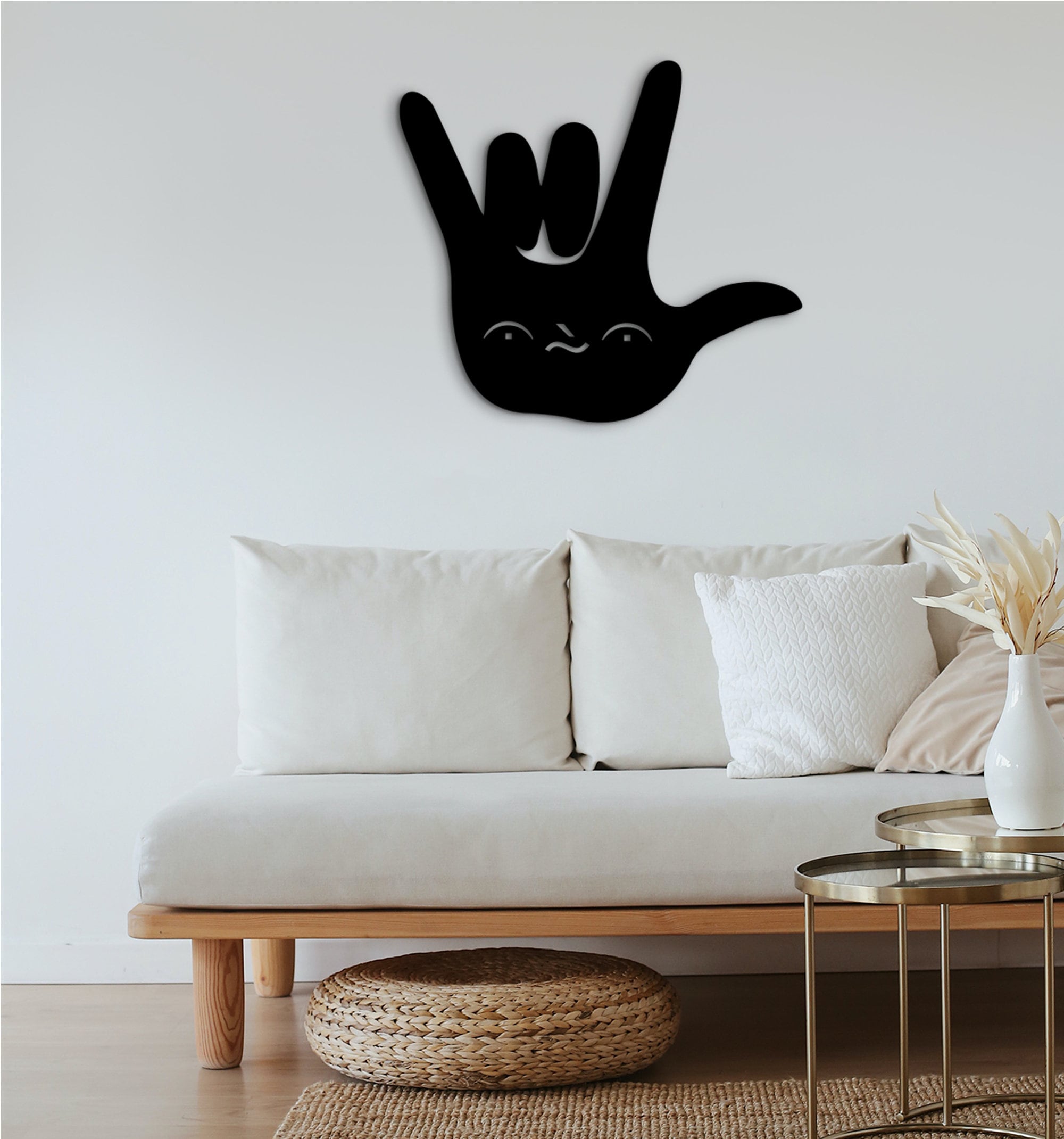 Geometric Wood 'I Love You' Hand Sign, Dad Wall Art