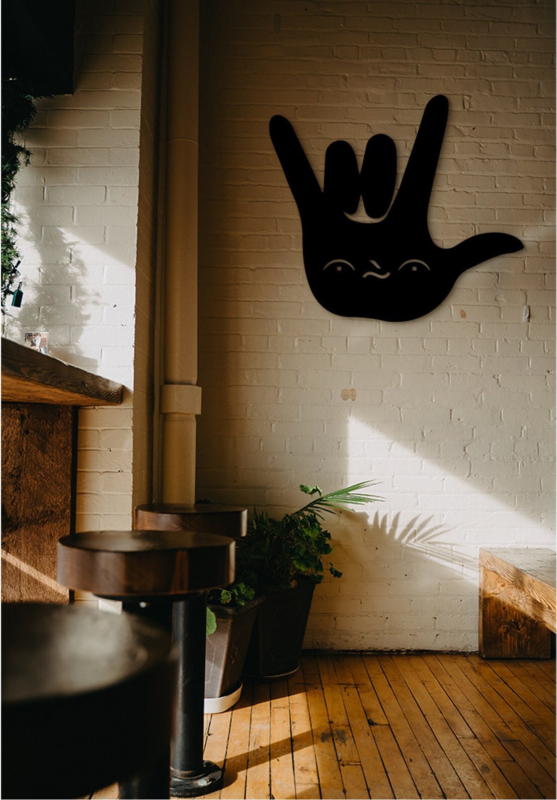 Geometric Wood 'I Love You' Hand Sign, Dad Wall Art