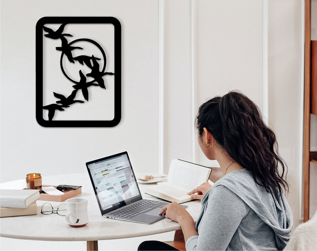 Geometric Geese Wood Wall Art: Modern Home Decor