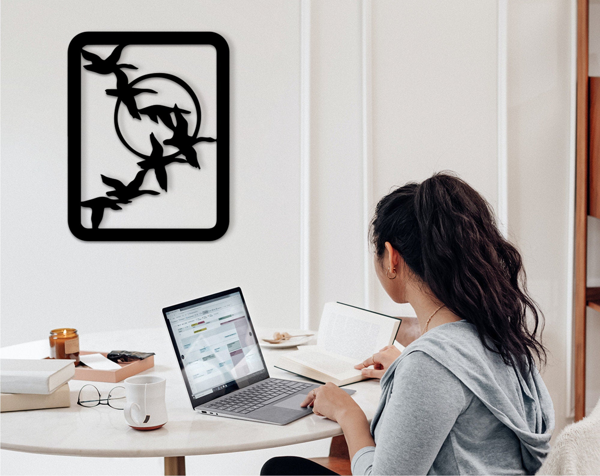 Geometric Geese Wood Wall Art: Modern Home Decor