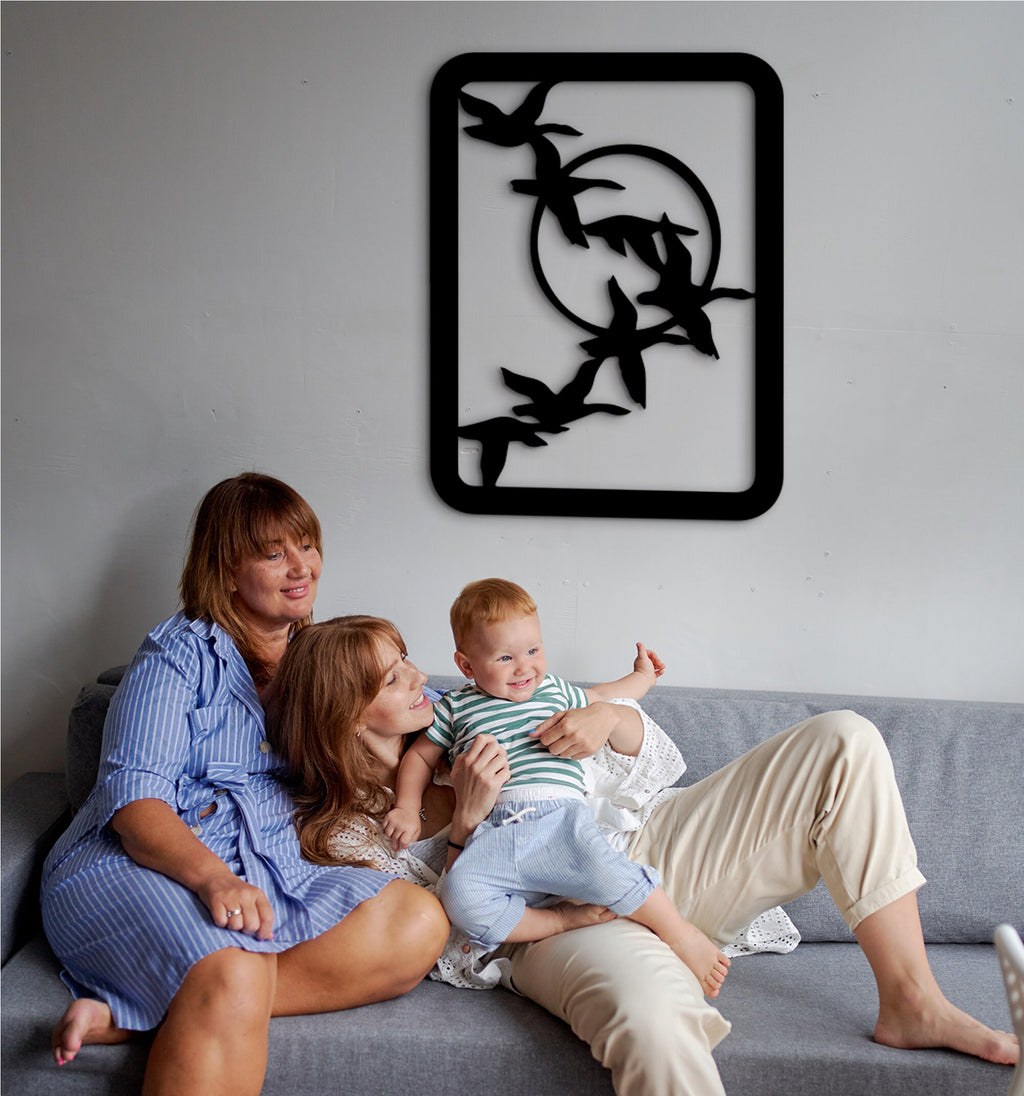 Geometric Geese Wood Wall Art: Modern Home Decor