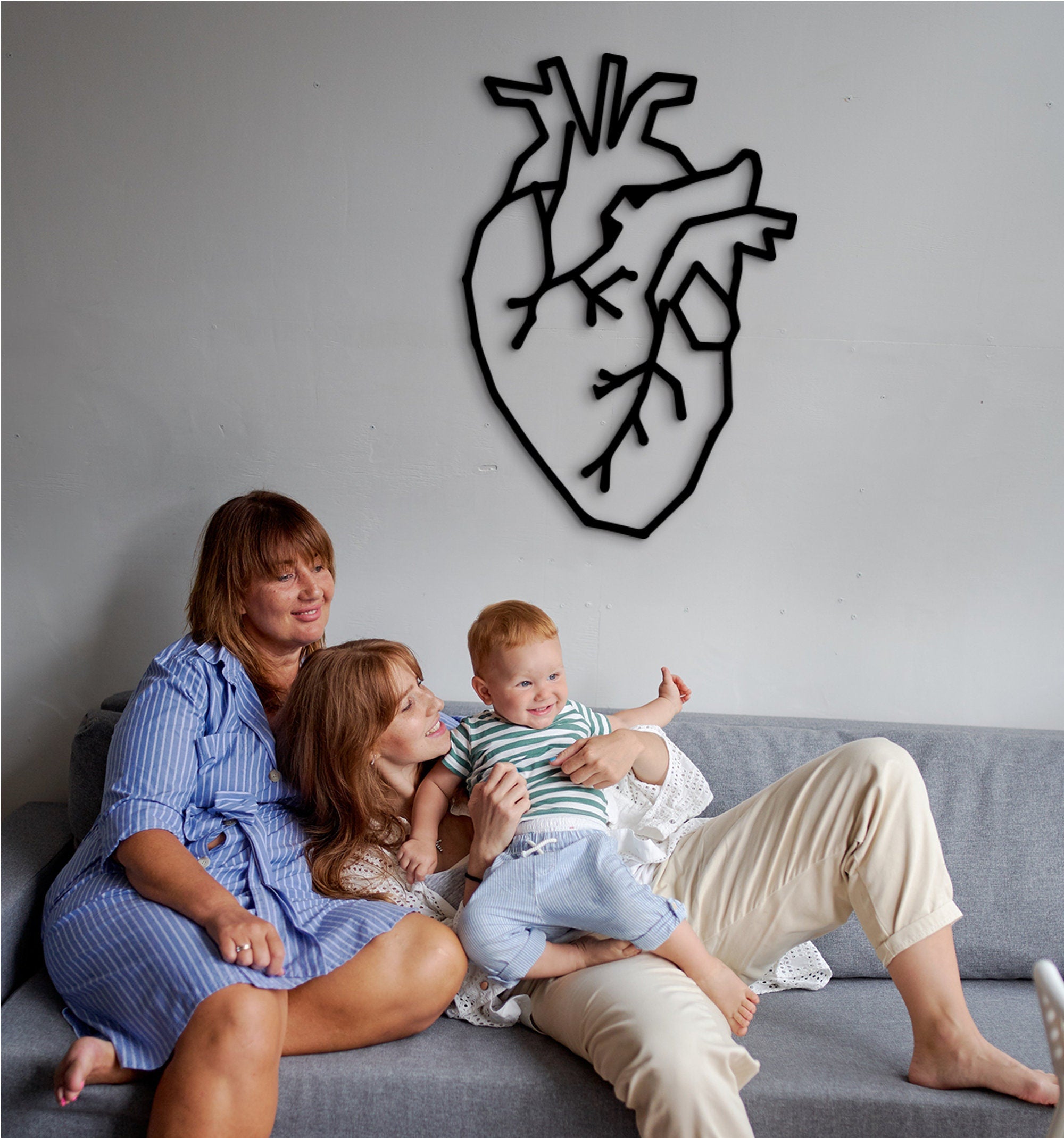 Geometric Human Heart Wall Decor: Healthcare Gift, Medical Art