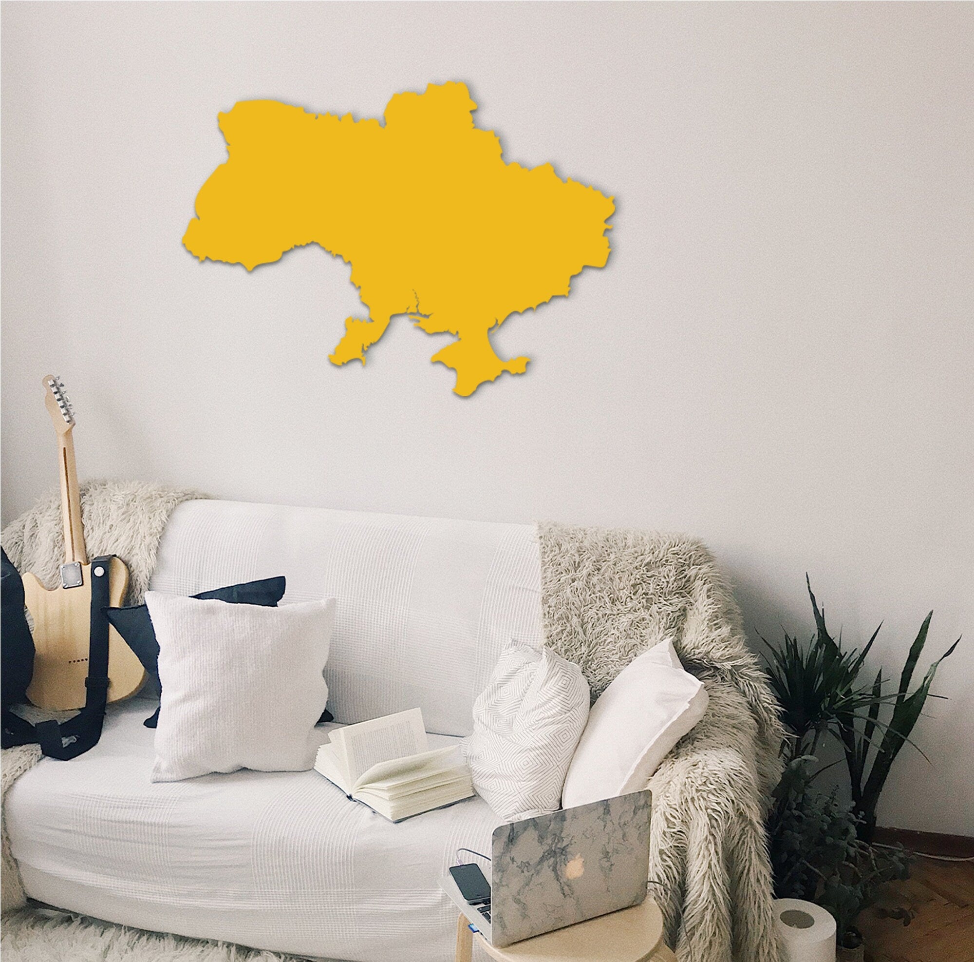 Ukraine Map Wood Wall Art - National Flag Decor