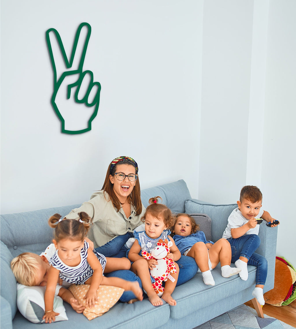 Hand Wall Wood Art Decor: Peace Sign Hanging