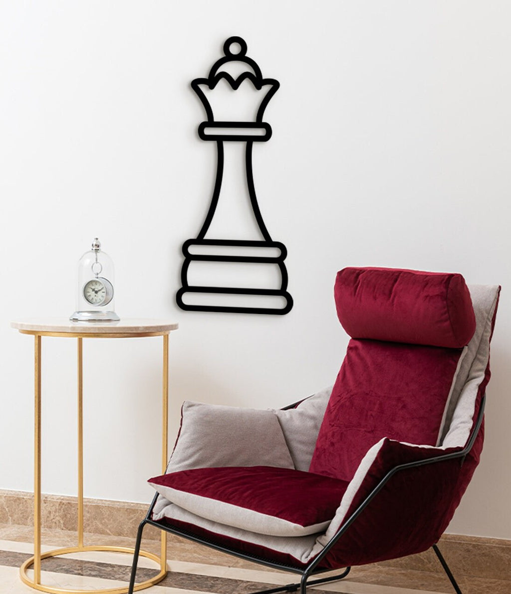 3D Chess Queen Wall Decor: Laser Cut Wood Art