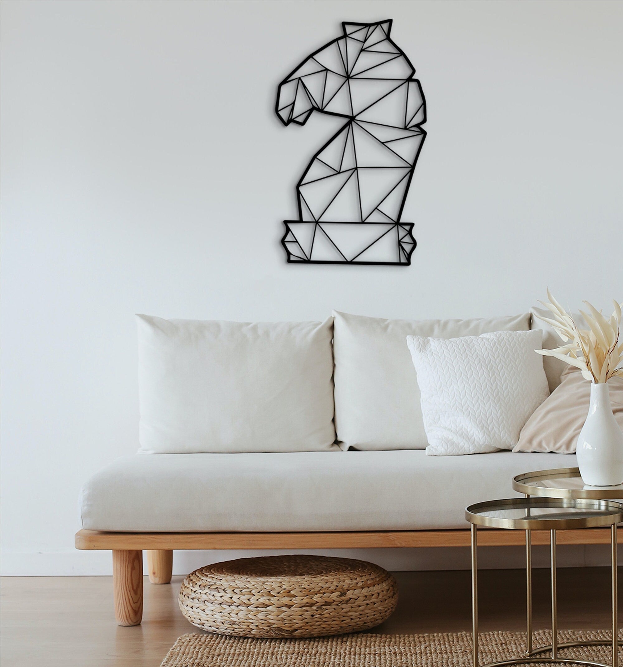 Geometric Chess Knight Wood Wall Art: Chess Player Gift