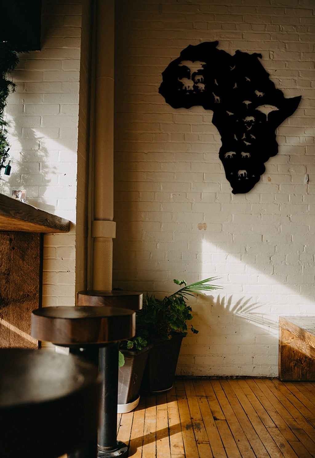 Africa Map Wood Wall Art: 3D Shadow Decor