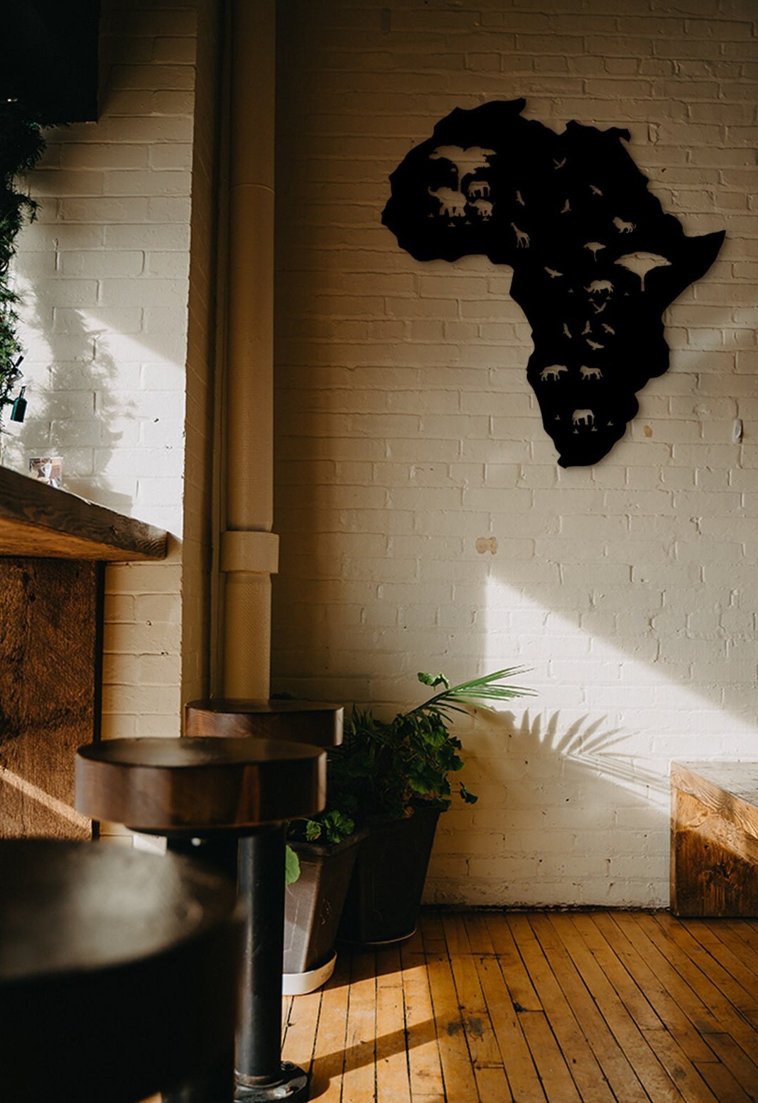 Africa Map Wood Wall Art: 3D Shadow Decor