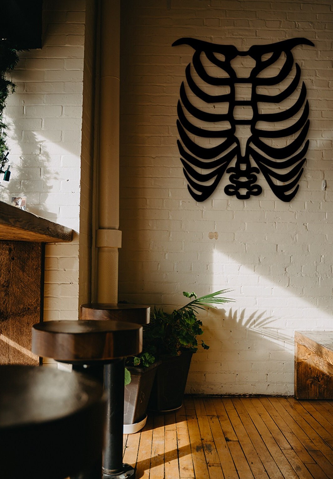 Rib Cage Wood Wall Art: Anatomical Heart Medical Decor