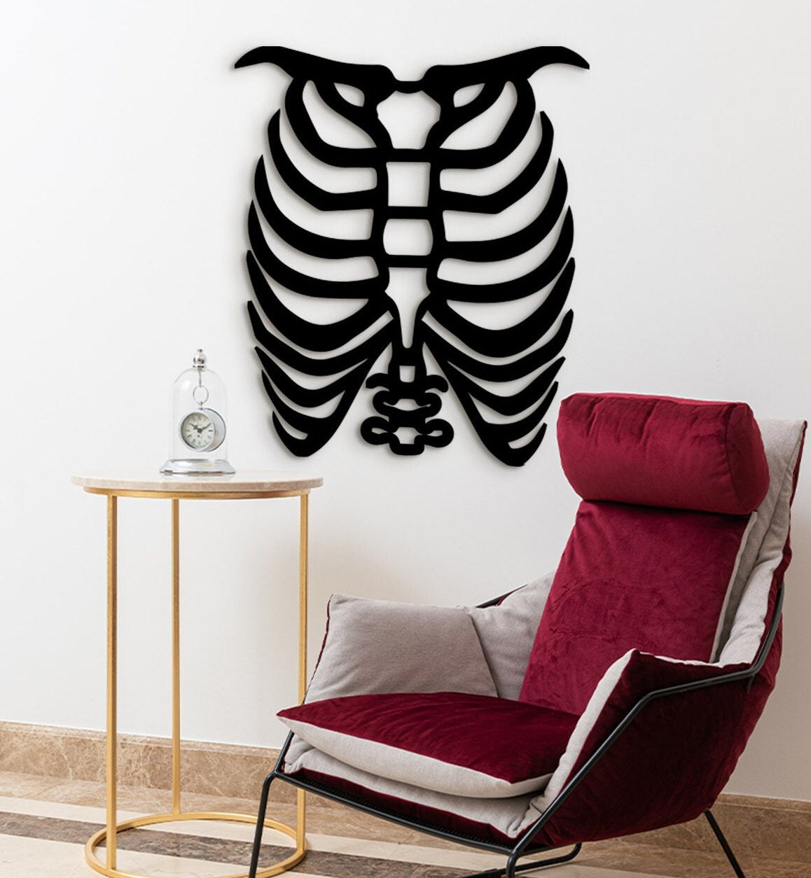 Rib Cage Wood Wall Art: Anatomical Heart Medical Decor