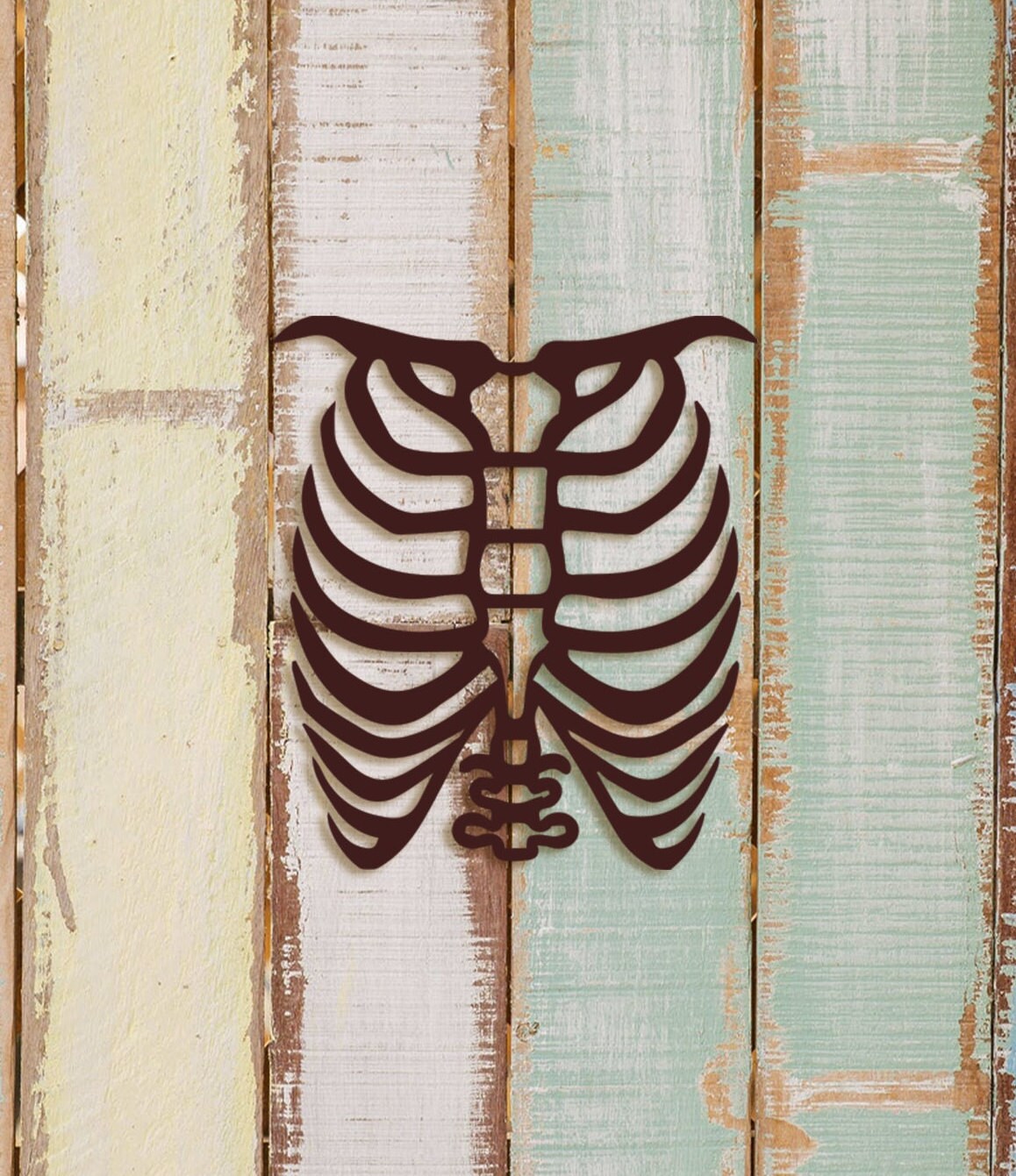 Rib Cage Wood Wall Art: Anatomical Heart Medical Decor