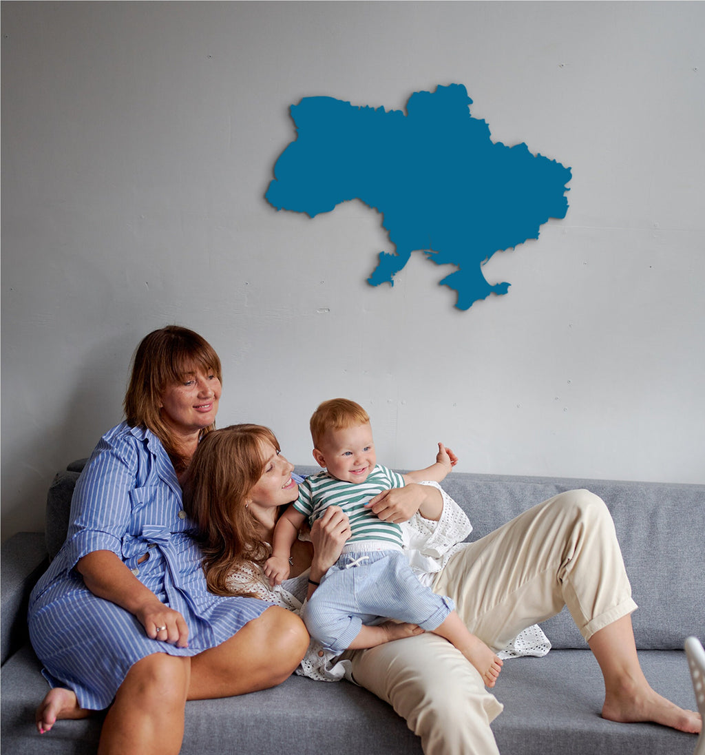 Ukraine Map Wood Wall Art - National Flag Decor