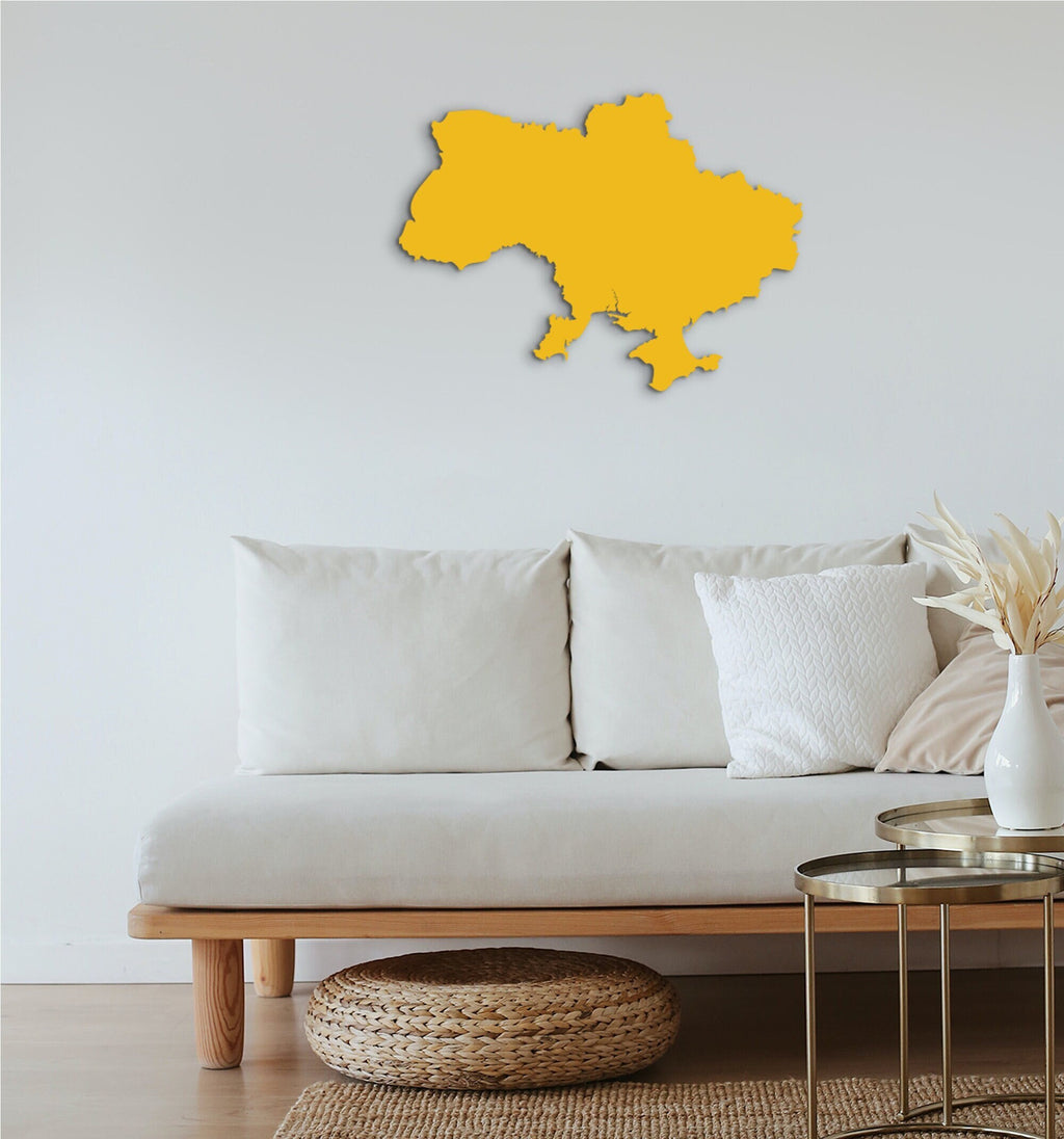 Ukraine Map Wood Wall Art - National Flag Decor