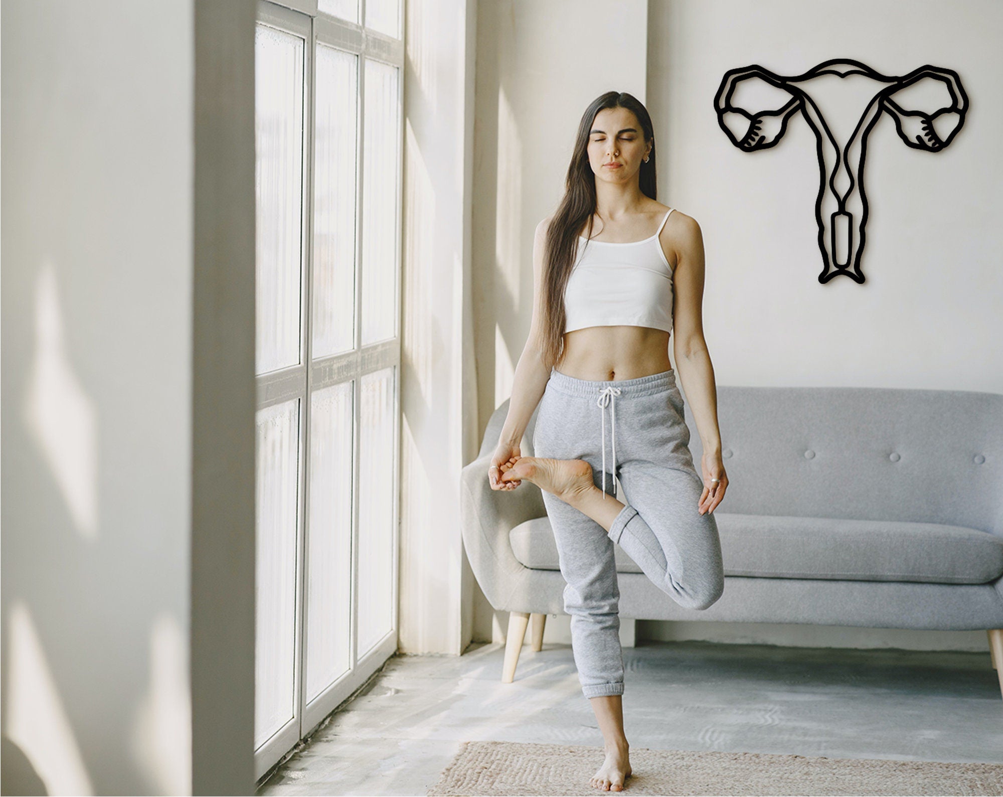 Uterus Anatomy Wood Wall Art - Floral Medical Decor, Gift