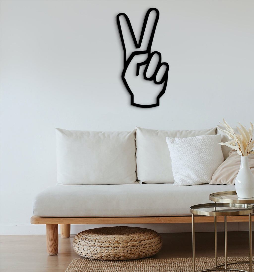 Hand Wall Wood Art Decor: Peace Sign Hanging