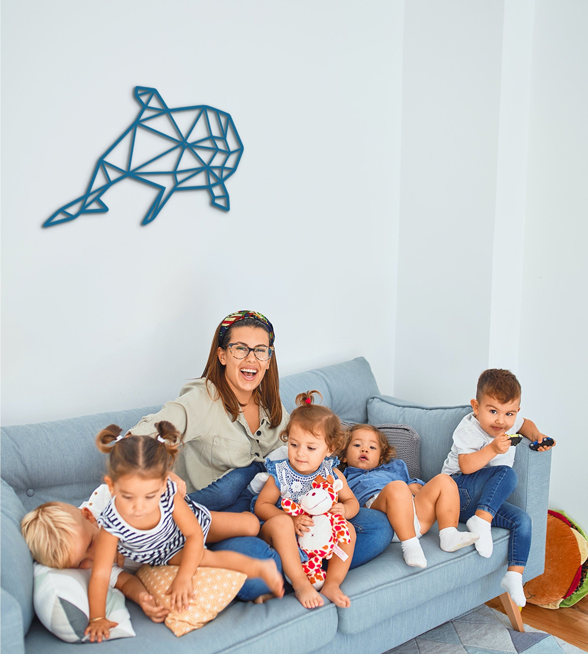 Geometric Dolphin Wood Wall Art: 3D Shadow Decor