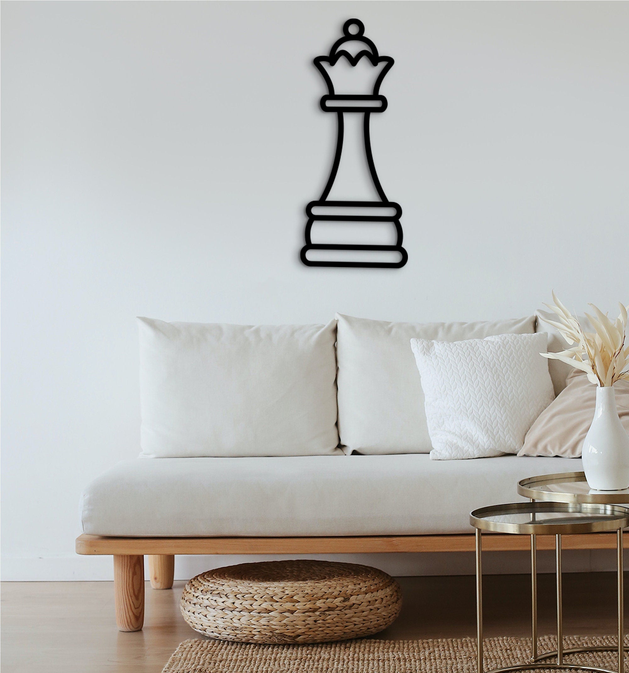 3D Chess Queen Wall Decor: Laser Cut Wood Art