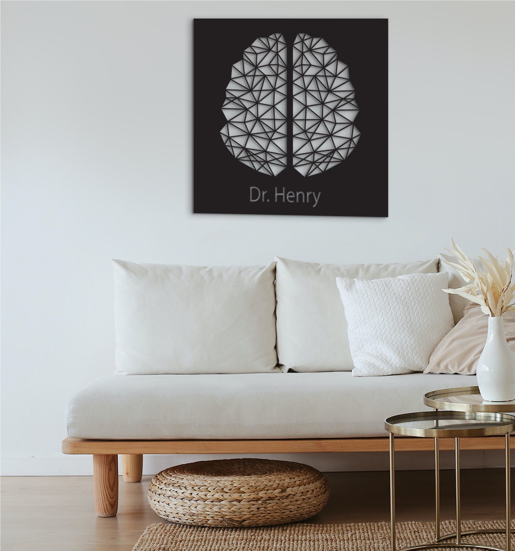 Laser Cut Wood Brain Art: Neurology Office Decor, Digital Brain Artwork