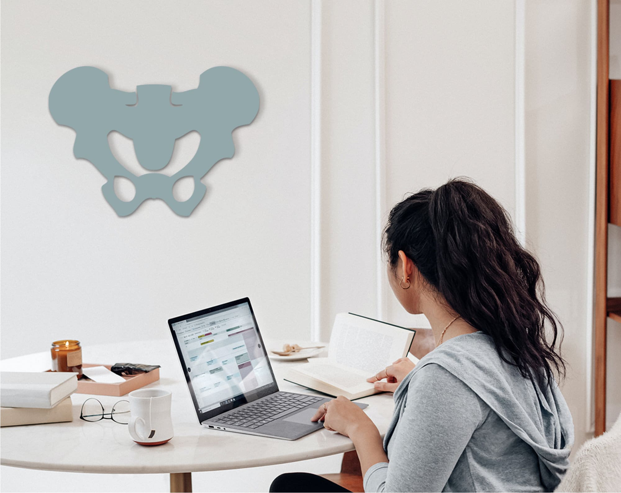 Pelvic Bone Art: 3D Shadow Effect, Medical Office Decor