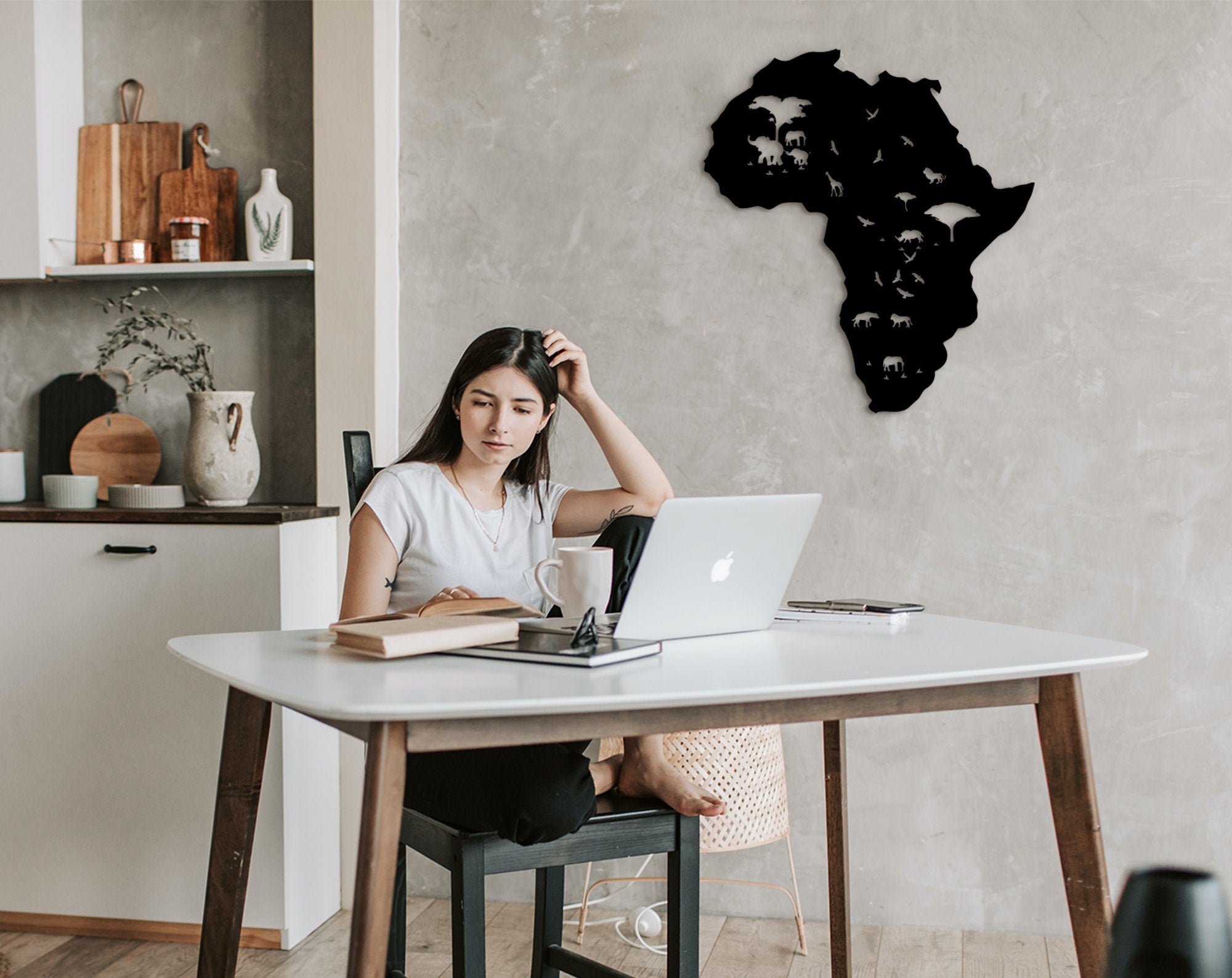 Africa Map Wood Wall Art: 3D Shadow Decor