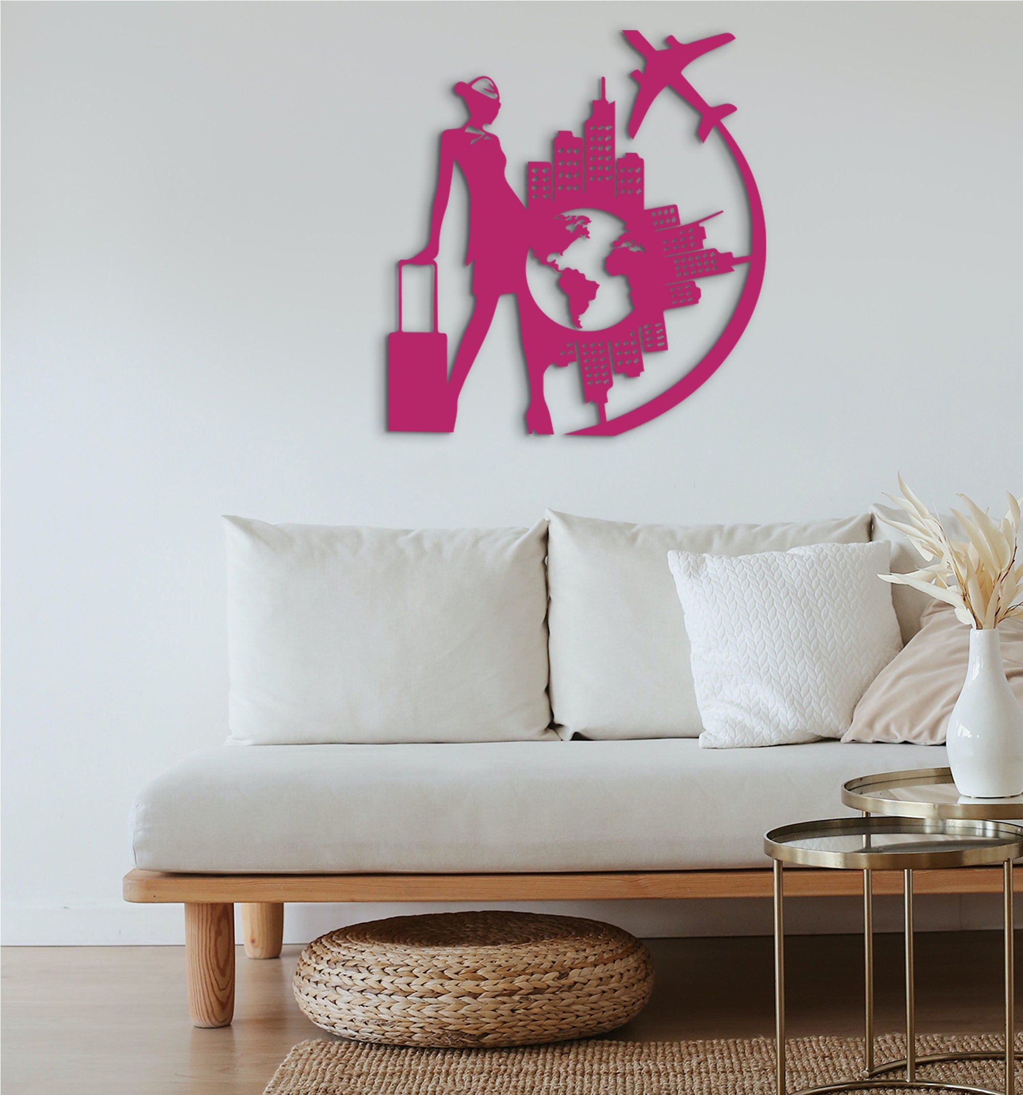 Airline Stewardess Wood Wall Art: Flight Attendant Gift, Travel Decor