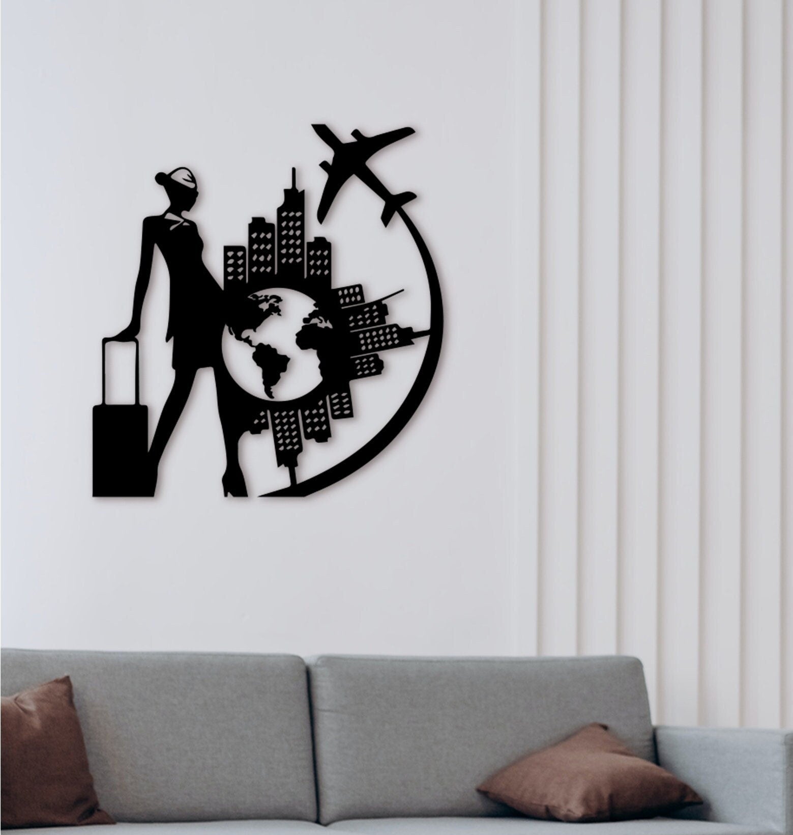 Airline Stewardess Wood Wall Art: Flight Attendant Gift, Travel Decor