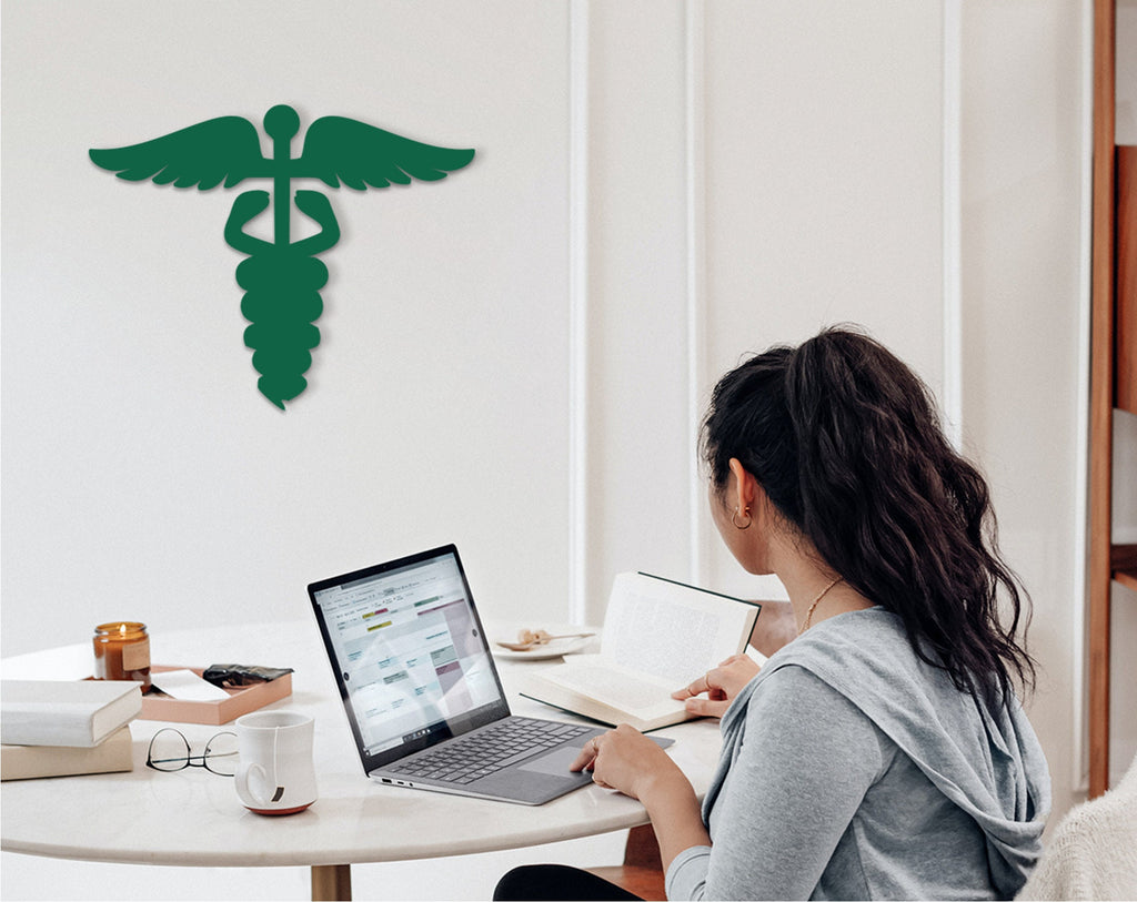Caduceus Doctor Wood Wall Art: Medical Office Decor
