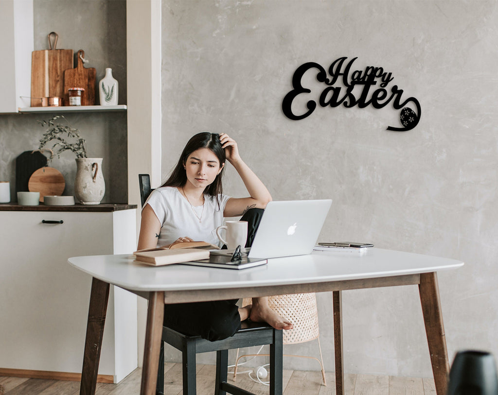 Happy Easter Wood Wall Decor: Laser Cut Holiday Art