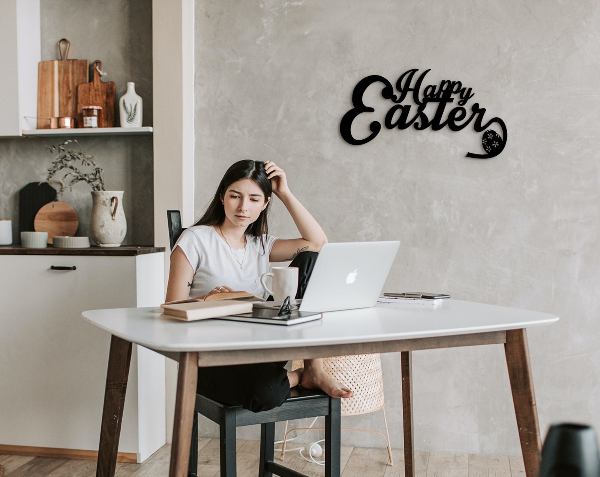 Happy Easter Wood Wall Decor: Laser Cut Holiday Art