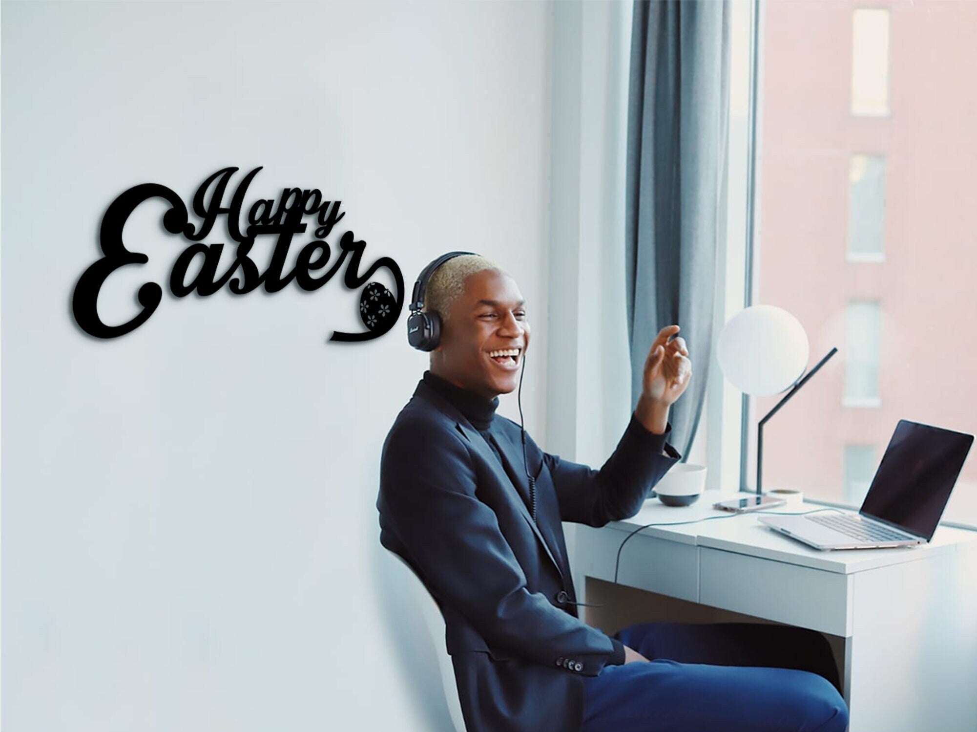 Happy Easter Wood Wall Decor: Laser Cut Holiday Art