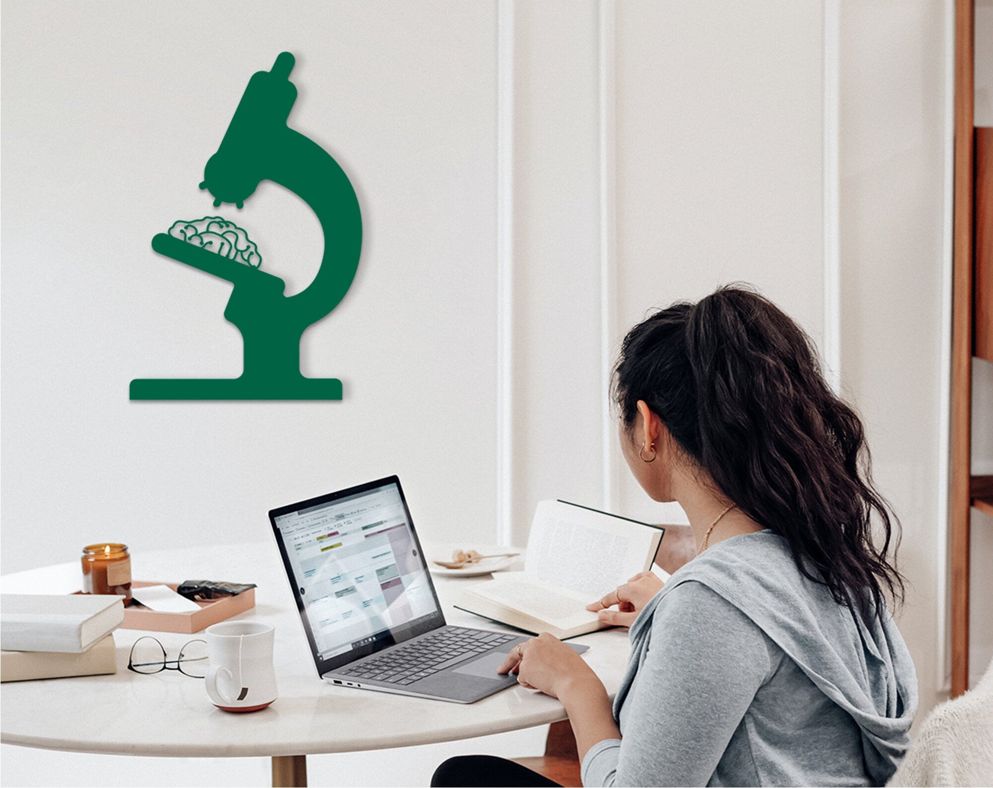 Microscope Wall Art: 3D Shadow Decor, Science Gift