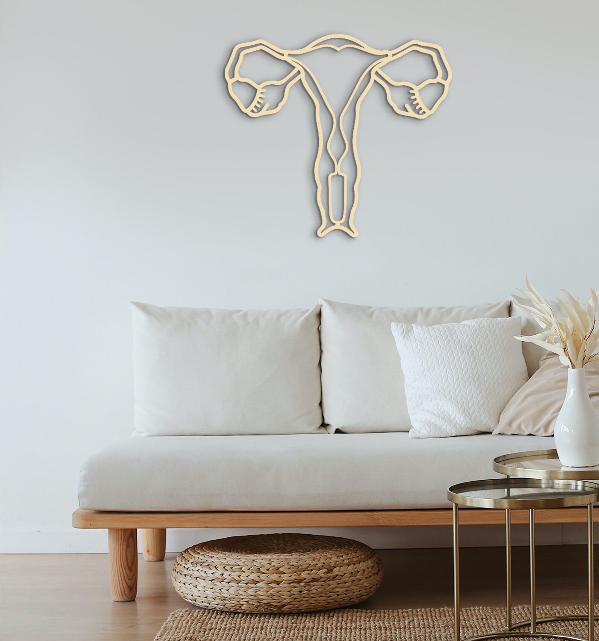 Uterus Anatomy Wood Wall Art - Floral Medical Decor, Gift