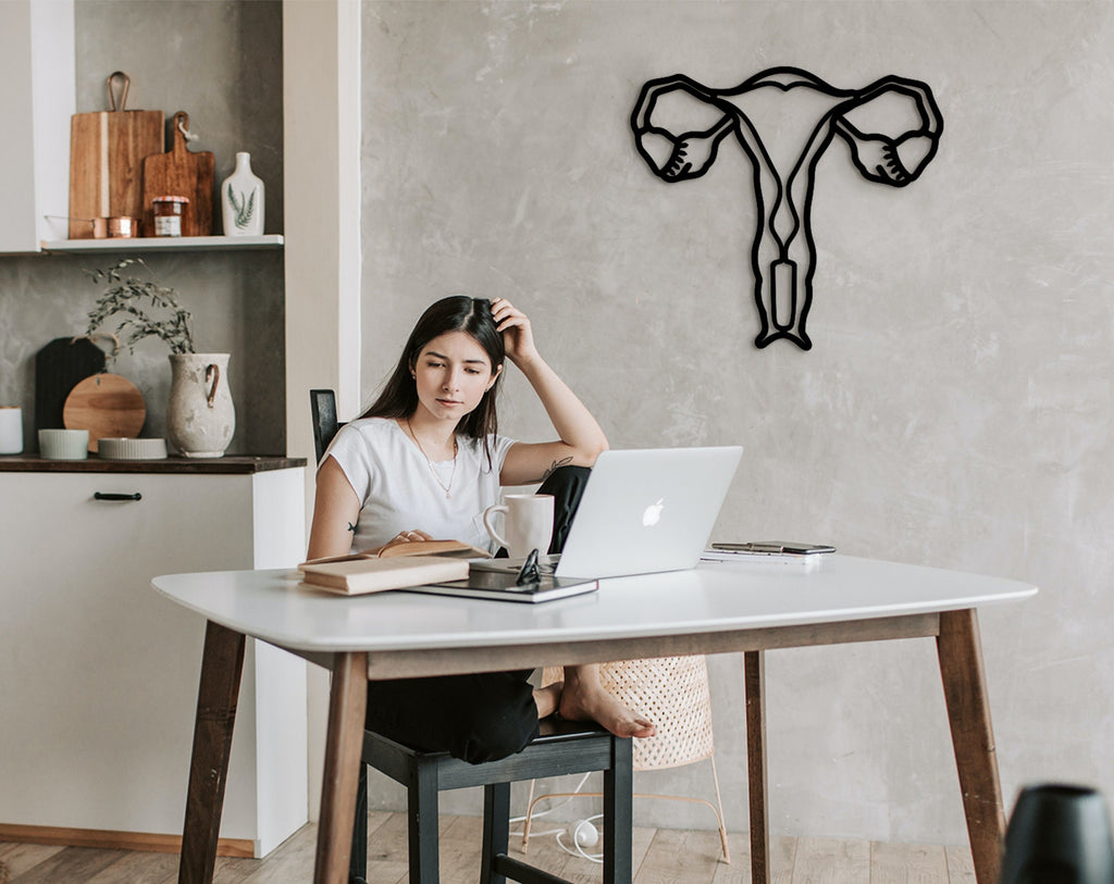 Uterus Anatomy Wood Wall Art - Floral Medical Decor, Gift