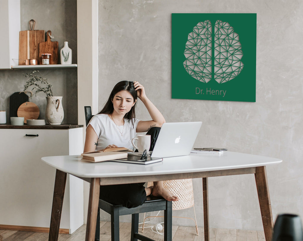 Laser Cut Wood Brain Art: Neurology Office Decor, Digital Brain Artwork