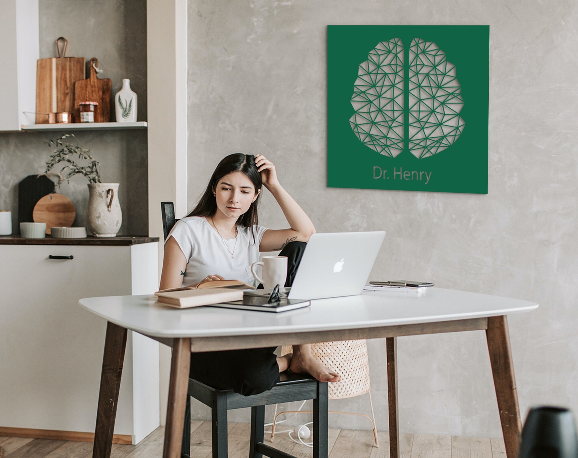 Laser Cut Wood Brain Art: Neurology Office Decor, Digital Brain Artwork