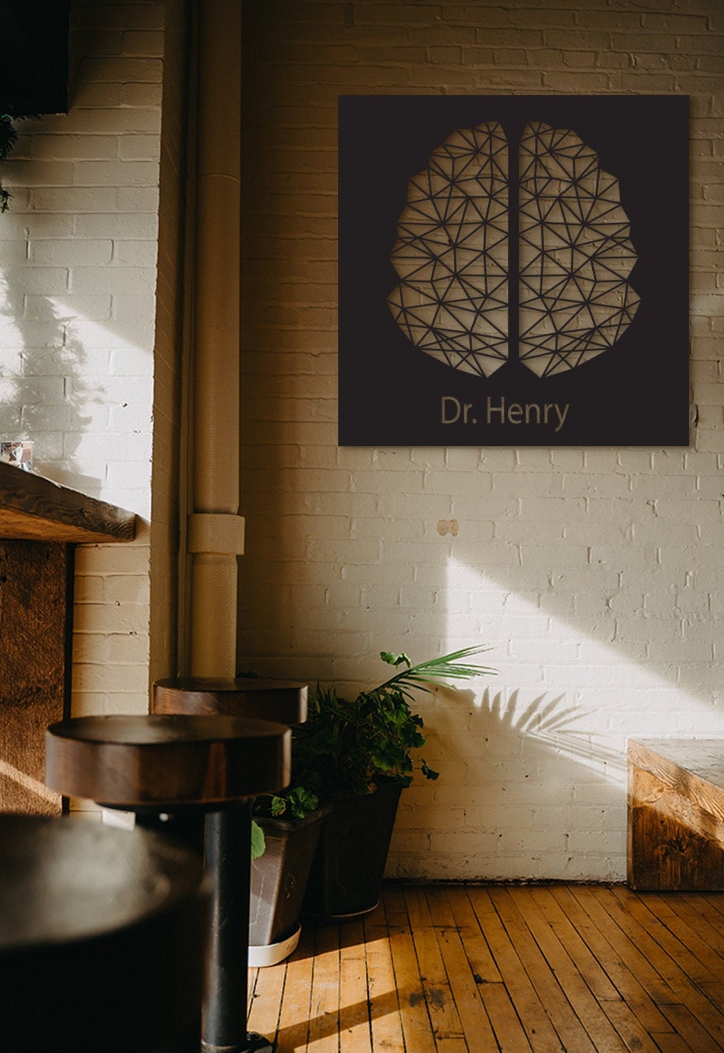 Laser Cut Wood Brain Art: Neurology Office Decor, Digital Brain Artwork
