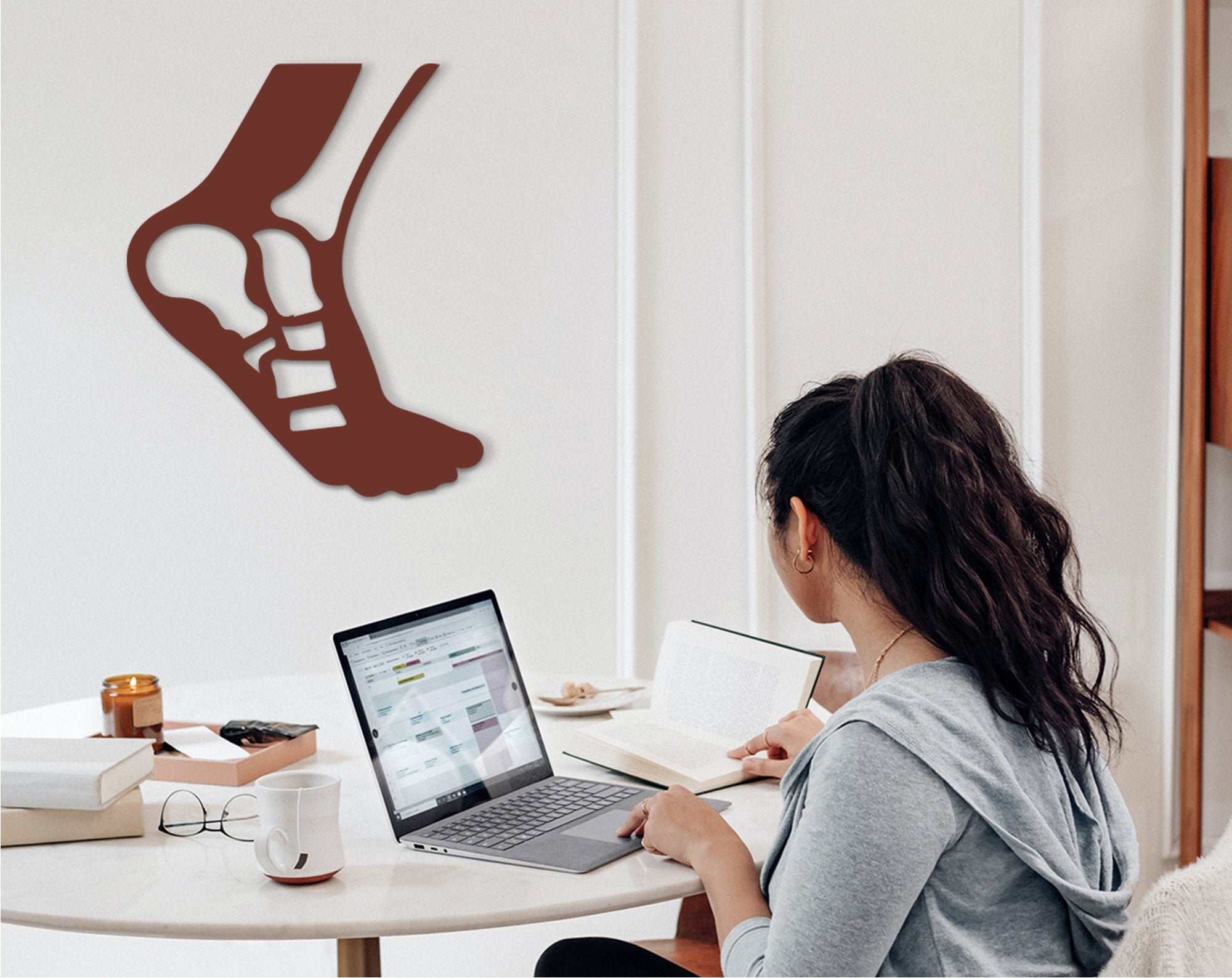 Foot Bone Wood Wall Art: 3D Shadow Decor