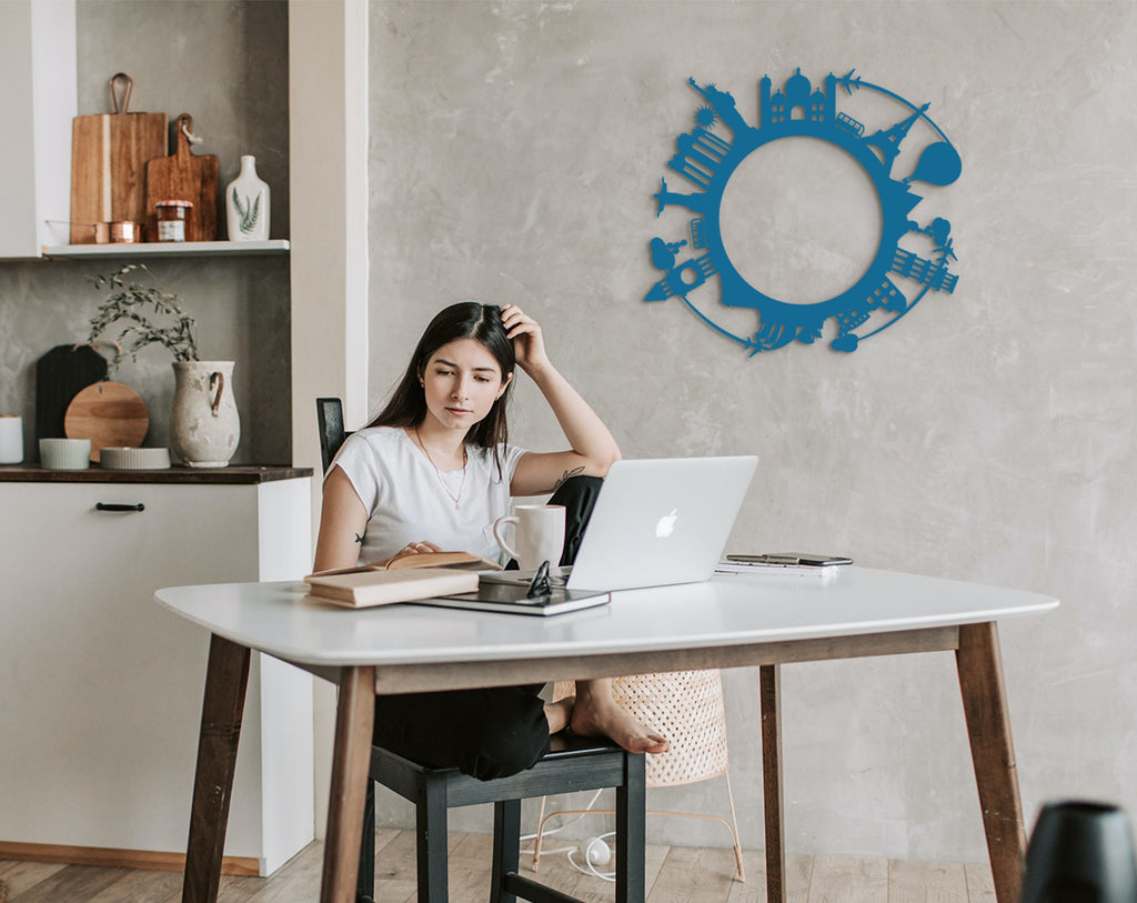 World Landmarks Wood Wall Art: Travel Sign Home Decor